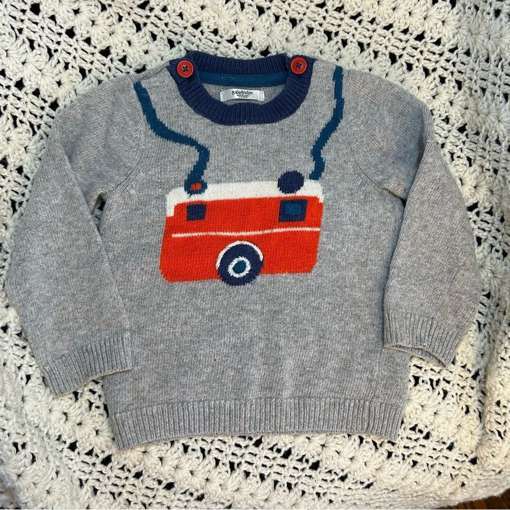 Mini Boden Camera Sweater size 18-24 Mo